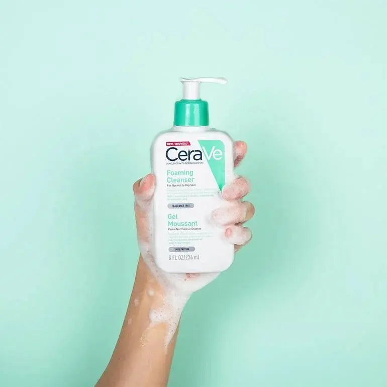 Cerave Foaming Cleanser veido prausiklis 236 ml | Švelnus putojantis prausiklis normaliai ir riebiai odai GlowAmeli