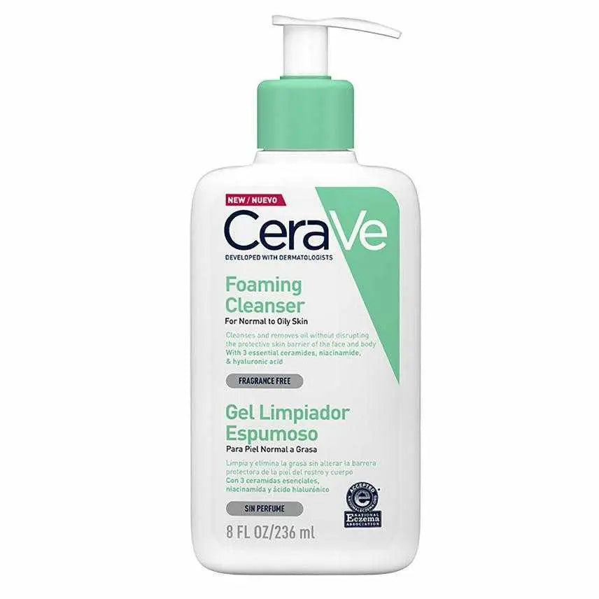 Cerave Foaming Cleanser veido prausiklis 236 ml | Švelnus putojantis prausiklis normaliai ir riebiai odai GlowAmeli