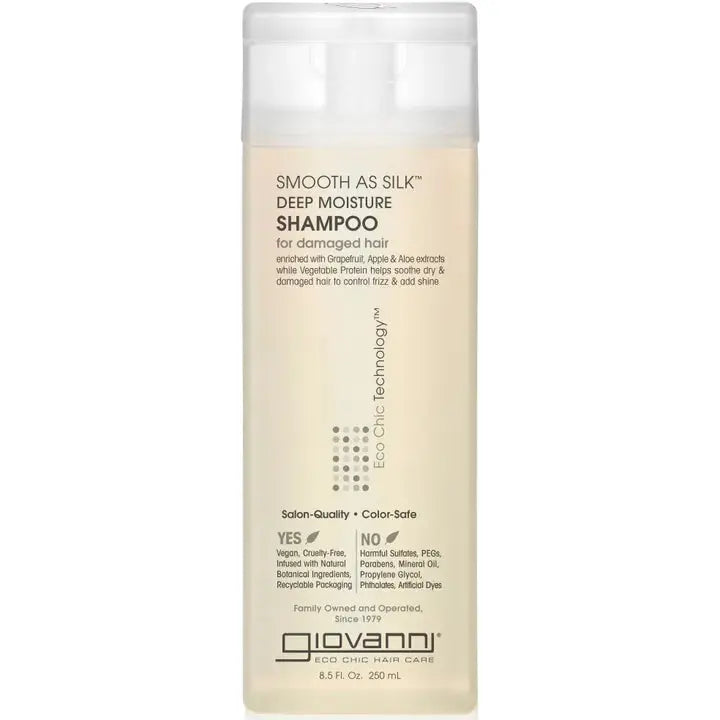 Giliai drėkinantis šampūnas SMOOTH AS SILK GIOVANNI GlowAmeli