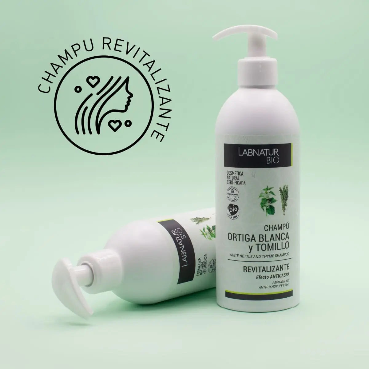 „Labnatur Bio“ atgaivinantis šampūnas su baltosiomis dilgėlėmis ir čiobreliais 450ml GlowAmeli