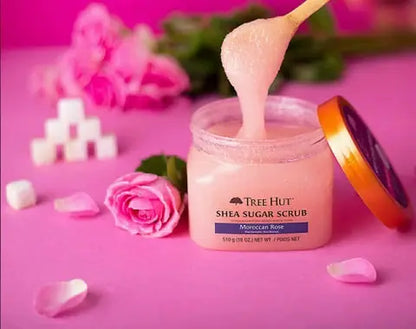 Tree Hut Shea Sugar Moroccan Rose kūno šveitiklis GlowAmeli
