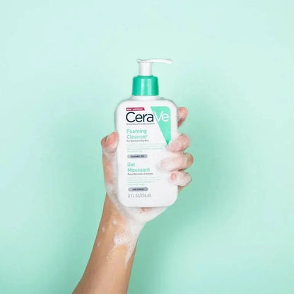 Cerave Foaming Cleanser veido prausiklis 236 ml | Švelnus putojantis prausiklis normaliai ir riebiai odai GlowAmeli