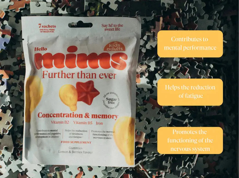 MIMS Kids Concentration and Memory guminukai su vitaminais vaikų koncentracijai ir atminčiai GlowAmeli