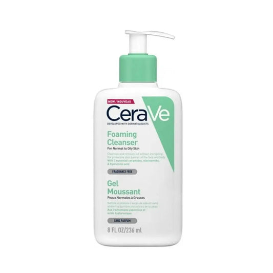Cerave Foaming Cleanser veido prausiklis 236 ml | Švelnus putojantis prausiklis normaliai ir riebiai odai GlowAmeli
